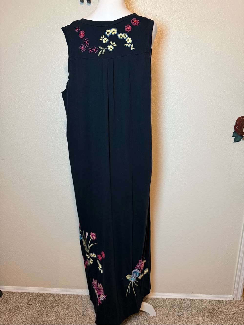 Johnny Was Jessi Knit V-Neck Maxi Dress Black Embroidered Size XXL - Picture 8 of 13